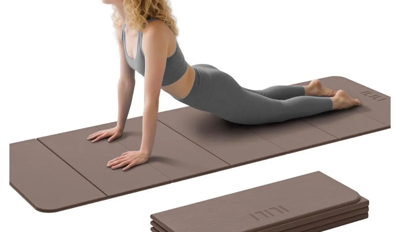 $63 ILILI Foldable Yoga Exercise Mat, Lightweight