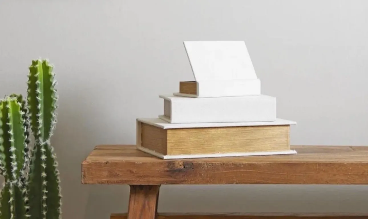 $32 DecMode Textured Faux Book Storage White