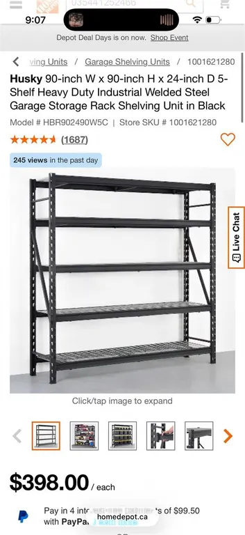NEW $398 HUSKY 90� Industrial Shelf