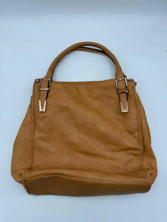 Tan Faux Leather Large Hobo Shoulder Bag