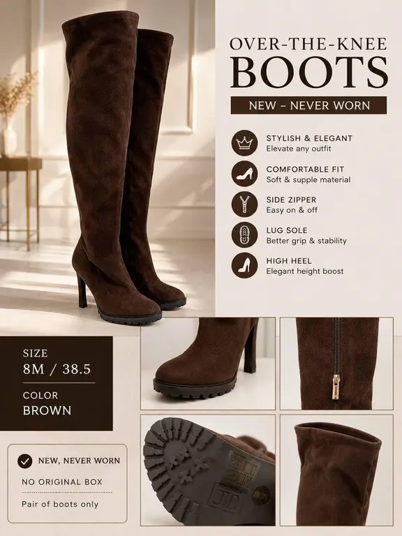 Brown Over-the-Knee Boots Size 8M / 38.5