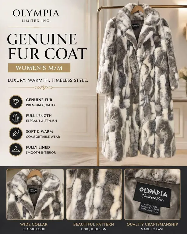 $1000 Olympia Limited Genuine Fur Coat Women�s M/M