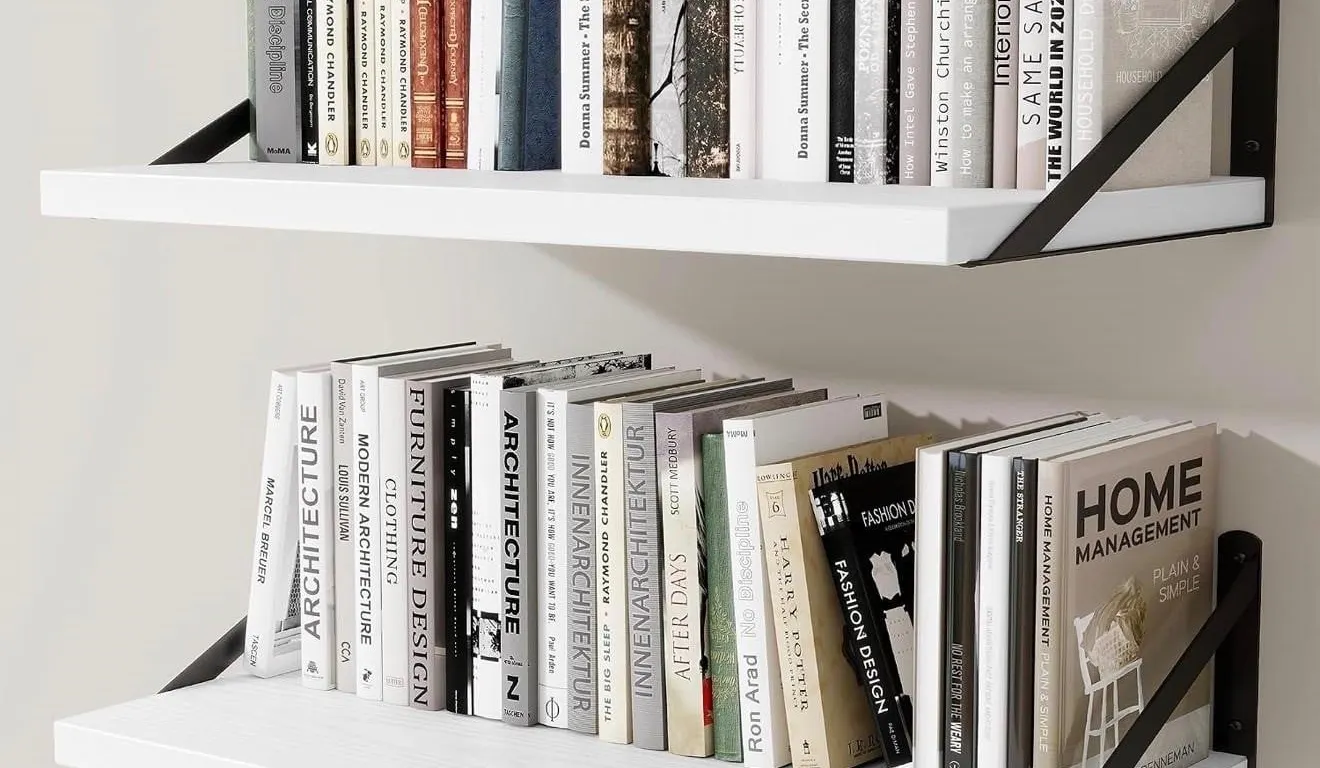 NEW $80 (24"x12") 2pc White Deep Wall Shelves