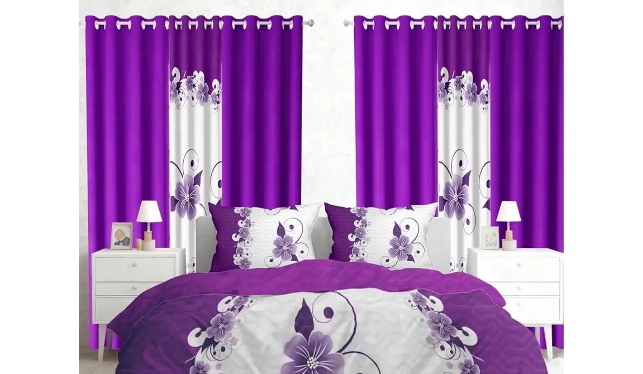 $170 9 Pcs California King Size Purple Bedspread