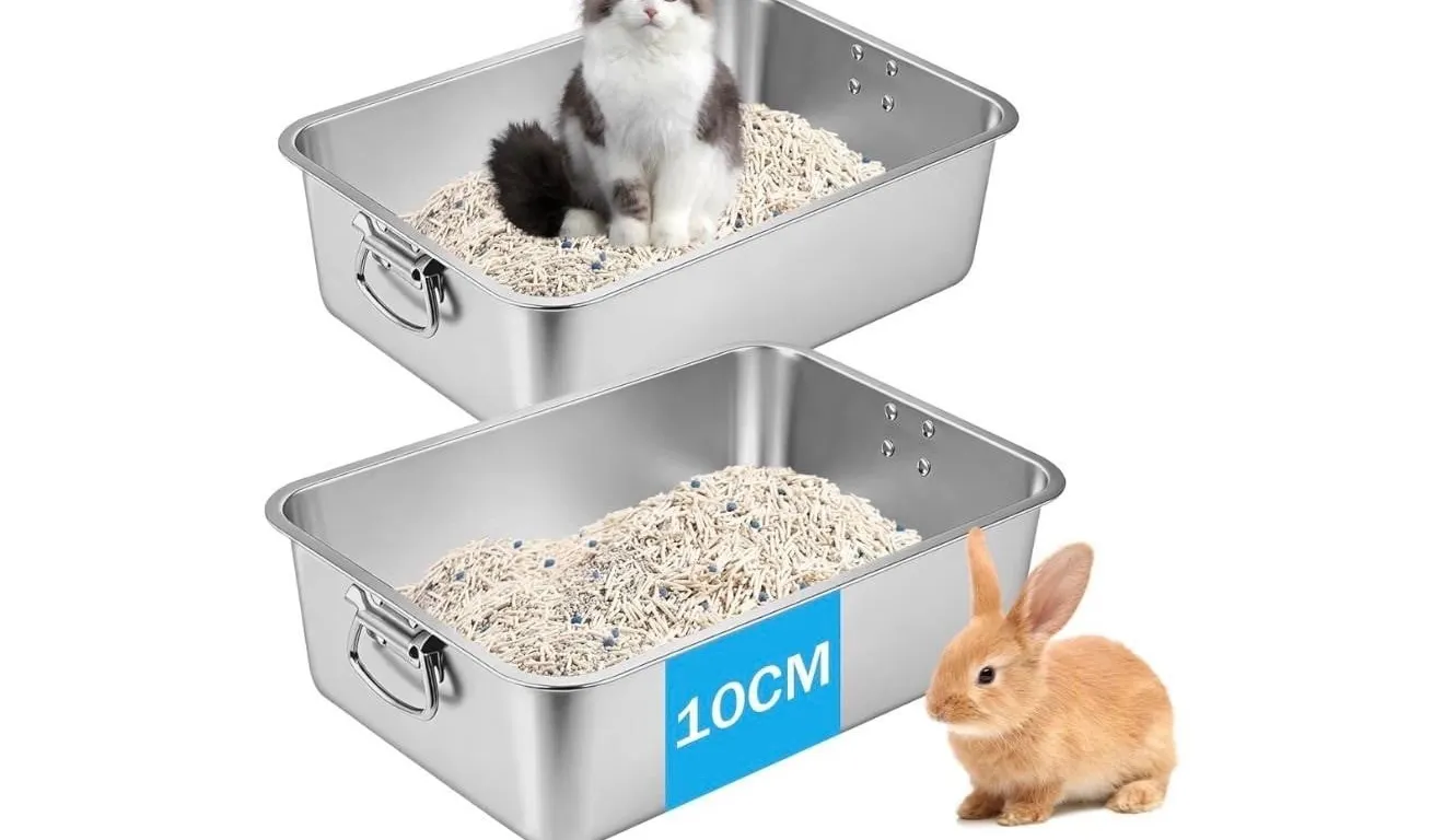 $70 SILUI 2 Pack Stainless Steel Litter Box