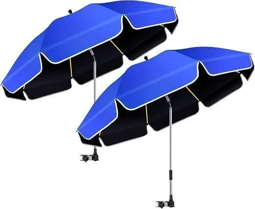 NEW $69 (2 Pk) Beach Umbrella w/ Clamp Shade