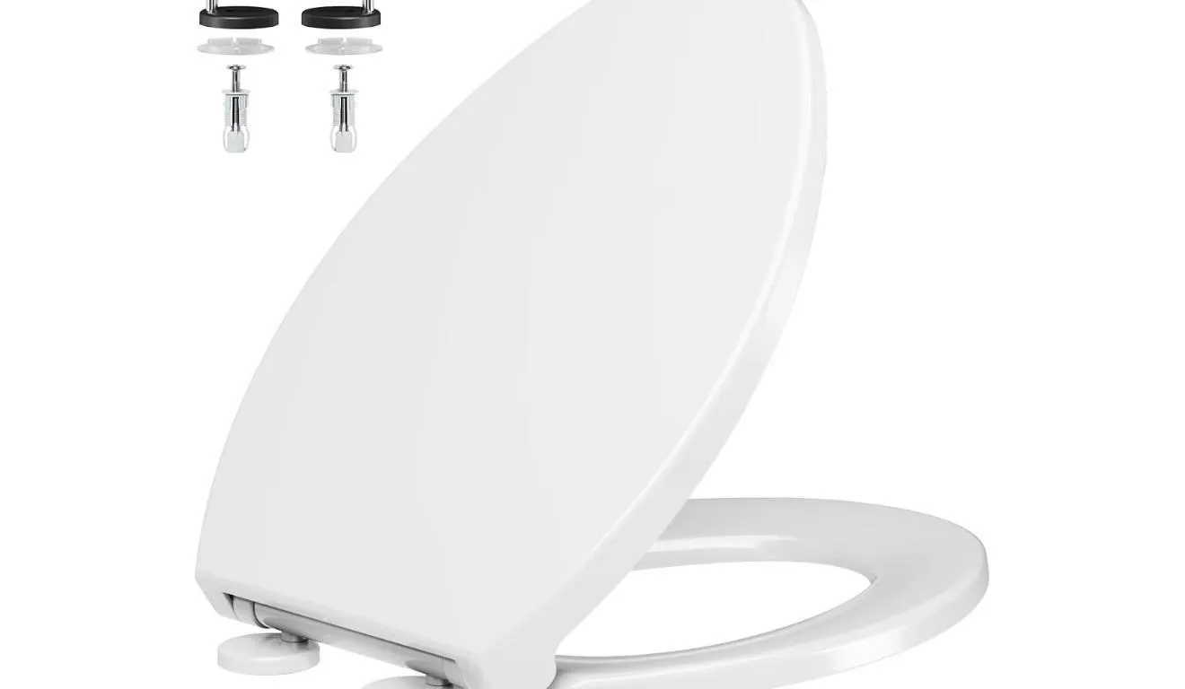 NEW $65 Elongated Toilet Seat with Cover Quiet