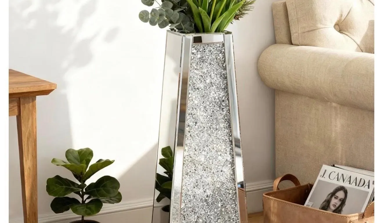 NEW $200 SHYFOY Large Floor Vase, 30" Crushed