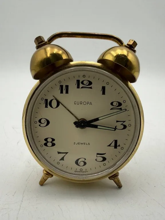 Vintage Europa 2 Jewels Twin Bell Alarm Clock