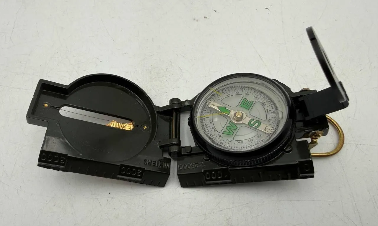 Military Style Lensatic Compass w/ Soviet Badges