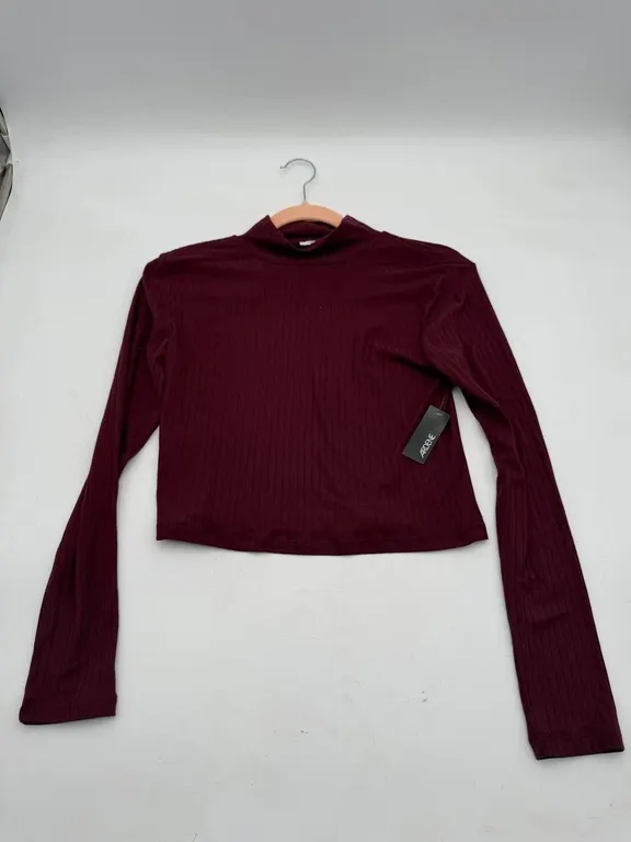 Ardene Burgundy Ribbed Crop Top L/G