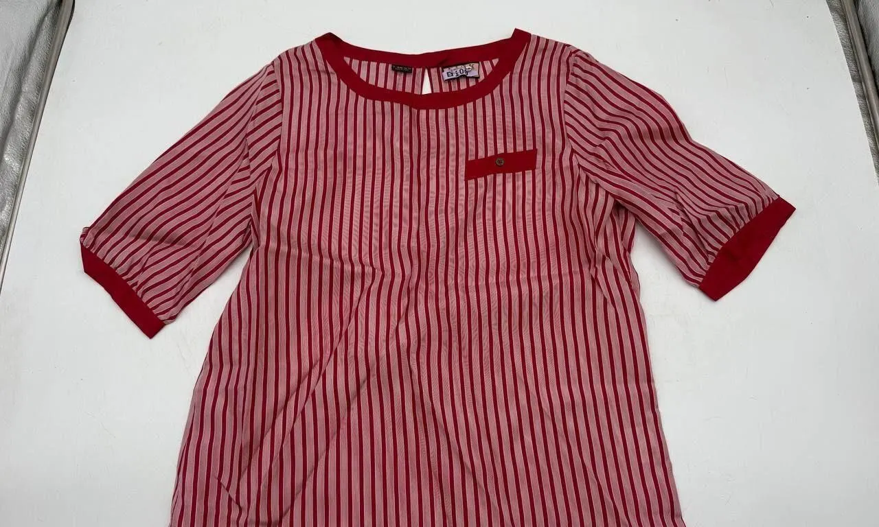 PINK Thomas Pink Red White Striped Blouse Size 12