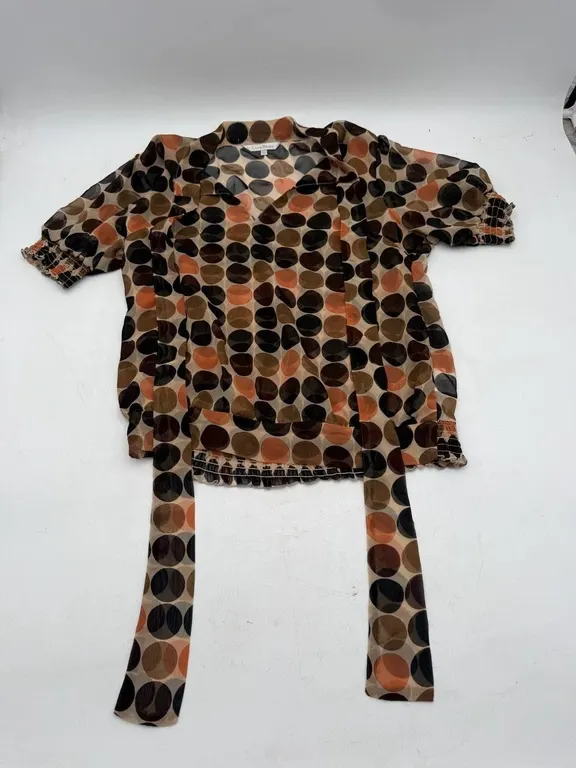 Costa Blanca Polka Dot Tie Blouse Size L