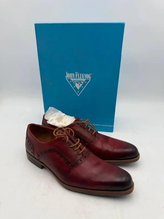 $400 John Fluevog Brogue Red Leather Shoes