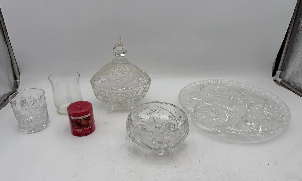 Vintage Cut Crystal Serving Set