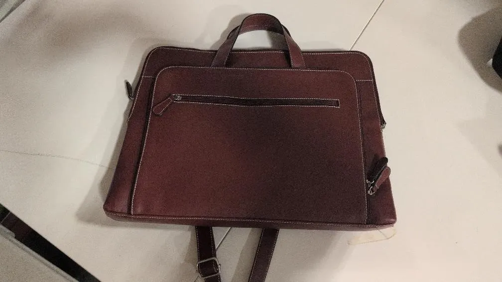 NEW $35 Faux Leather Laptop Bag w/Straps 12x16"
