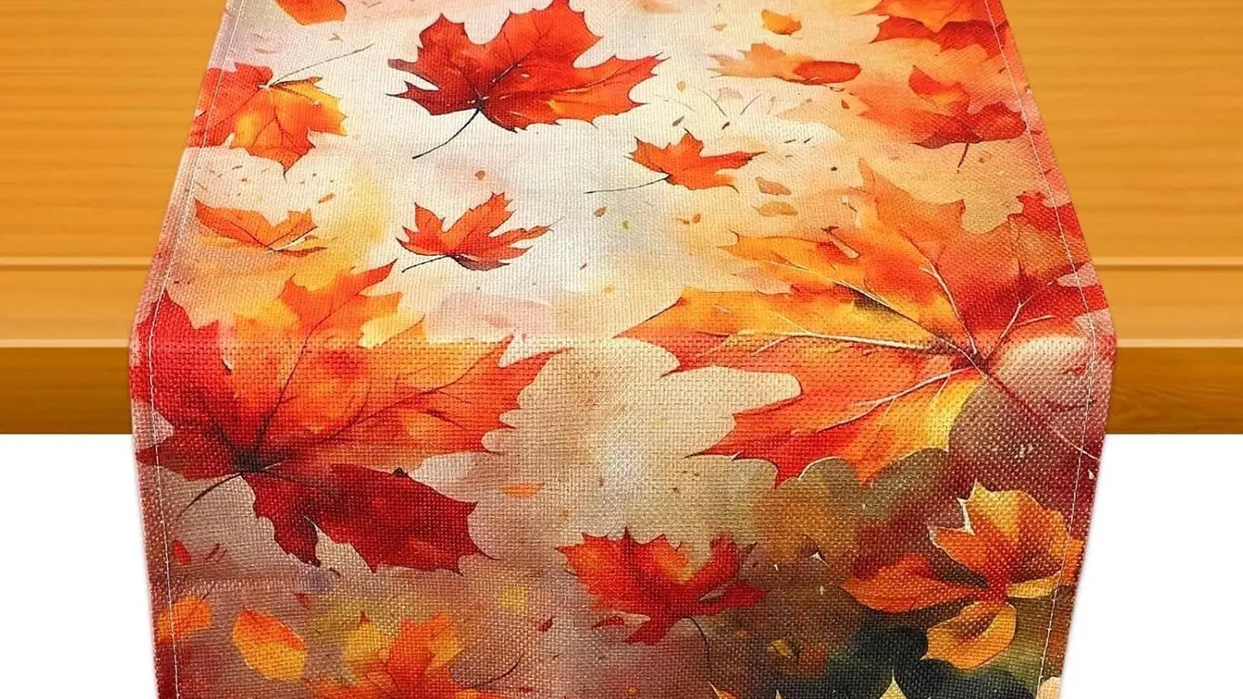 NEW Flax Maple Table Runner Autumn Leaf 13x72"