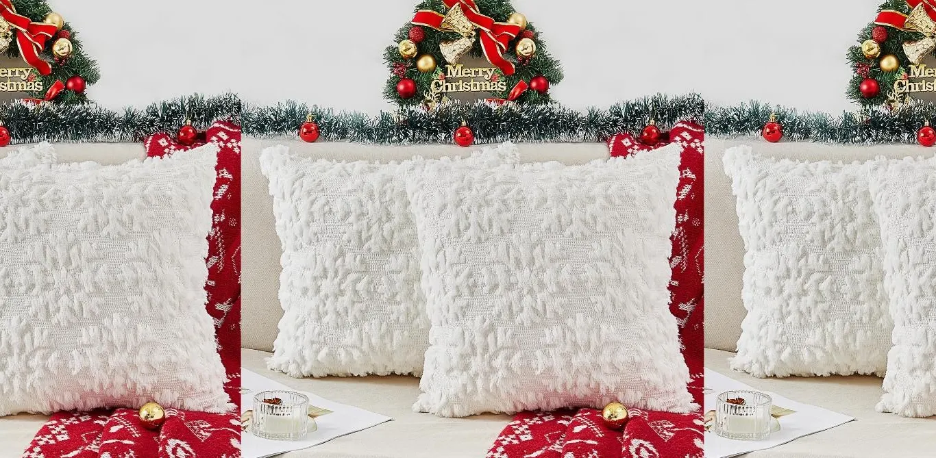 NEW $42 6PK 3D Snowflake Pillow Covers (18x18")