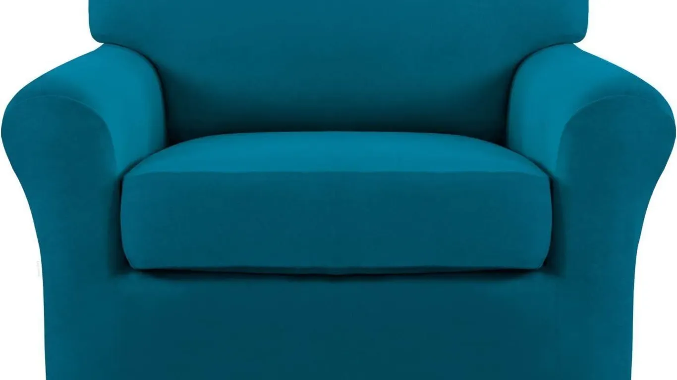NEW $44 2PK Fitted Couch Stretch Slipcovers -Blue