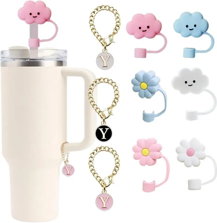 NEW 9PK- 6 Straw Covers for Stanley Cup & 3-Charms