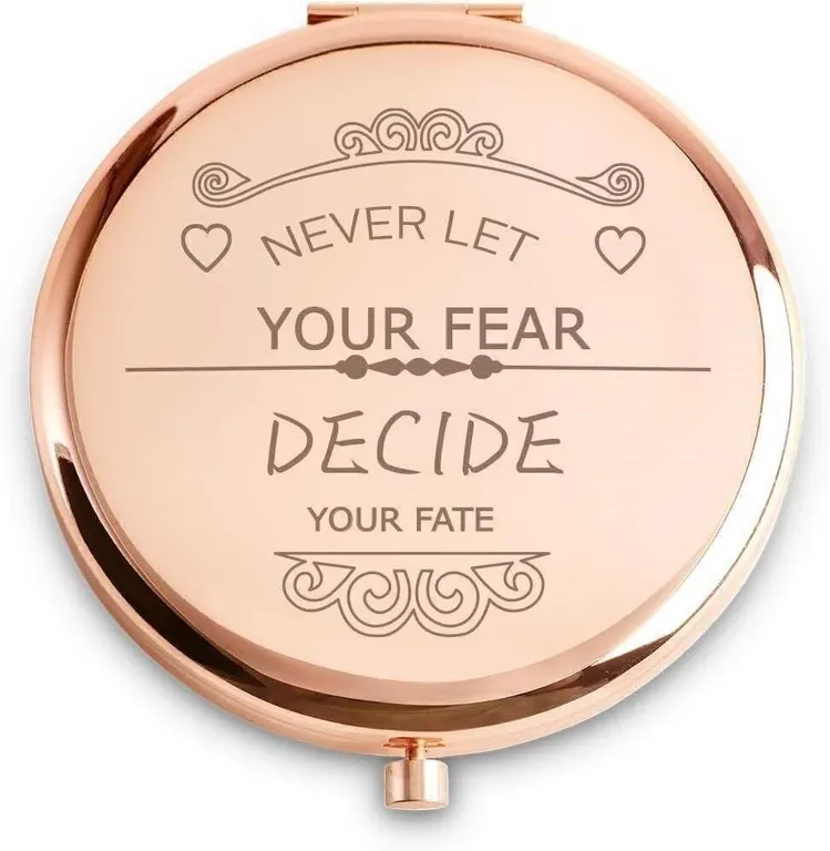 NEW $31 Engraved Compact Mirror "Never Let Fear.."