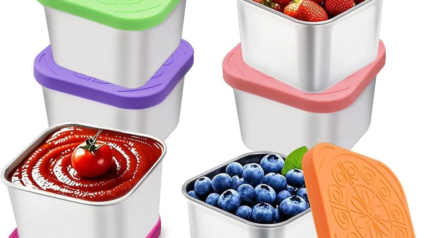 NEW 6PK 6oz Stainless Steel Snackle Boxes w/Lid