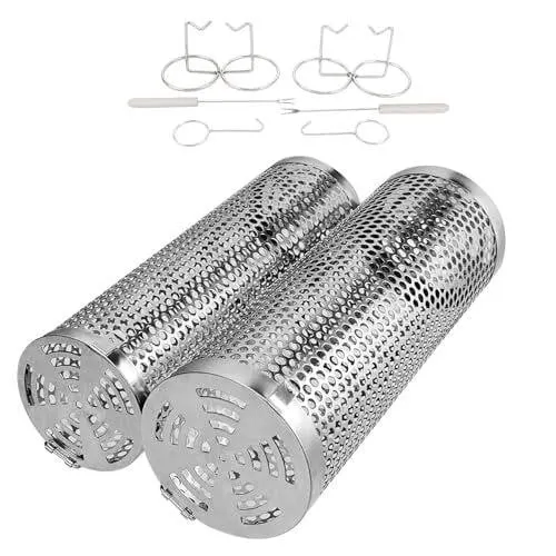 NEW $40 2PK Stainless Grilling Round Baskets