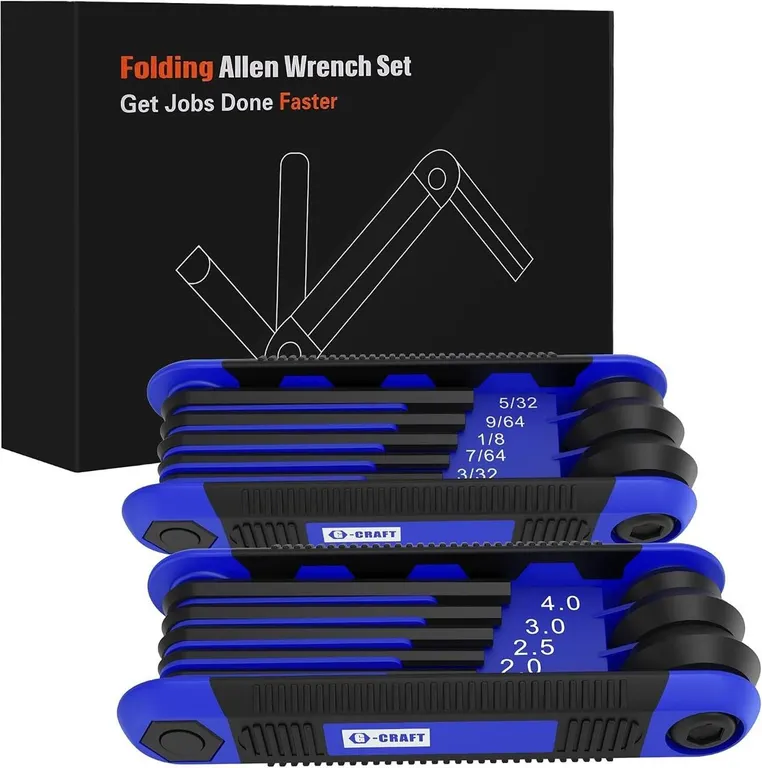 NEW 2PK Folding Allen Wrench Set- SAE/Metric