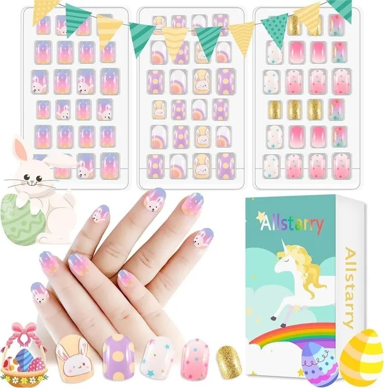 NEW 72PK Children Press-On Nail Set- Pre-Glue