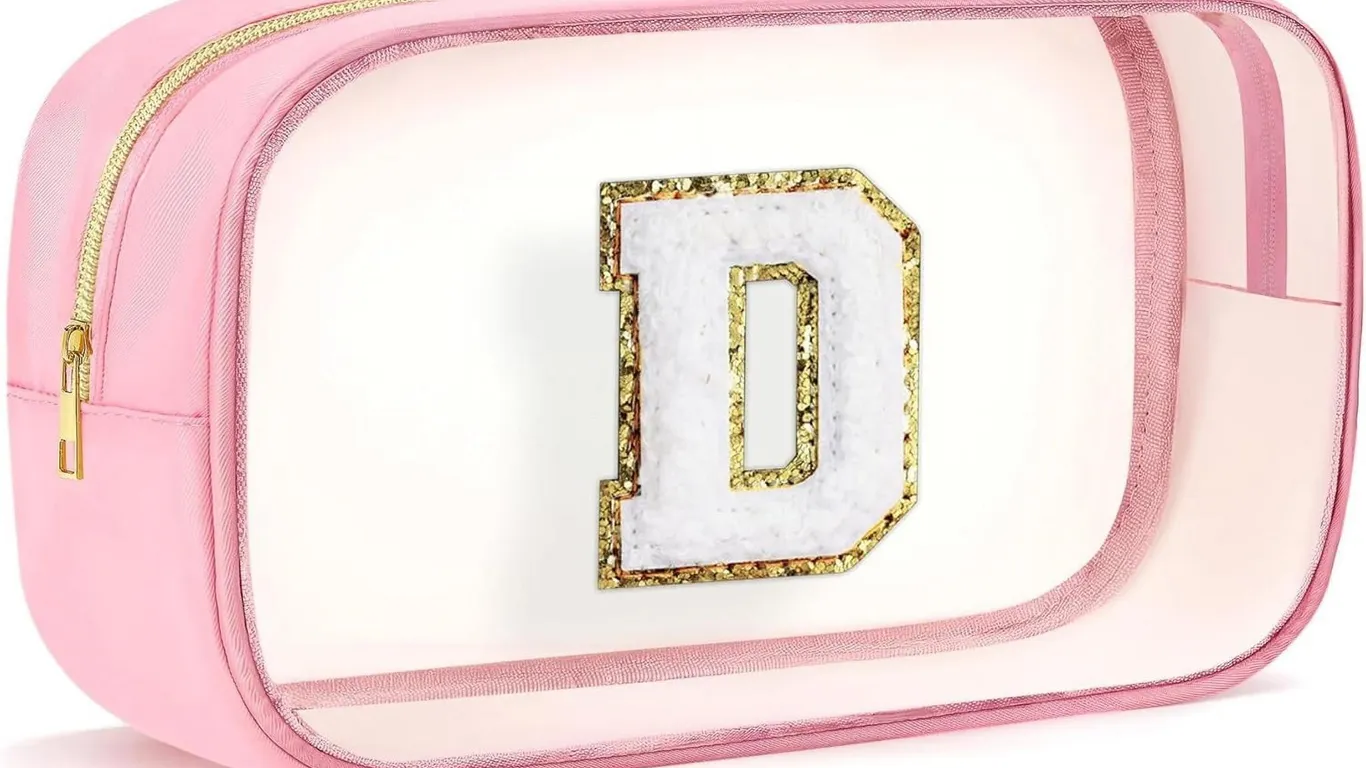 NEW $41 Initial (Q) Clear Makeup Bag Organizer