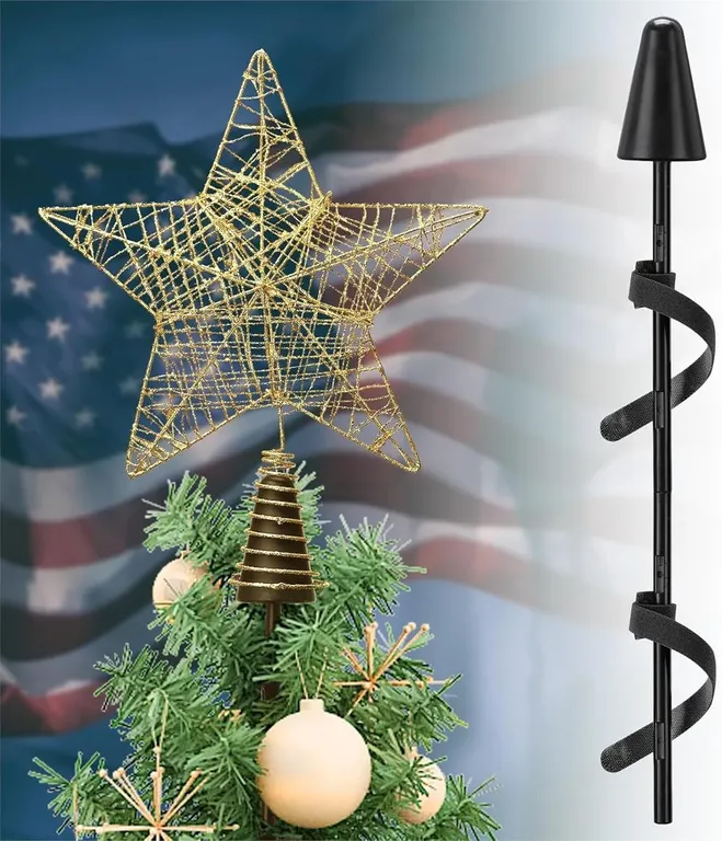 NEW 9" Star Tree Topper w/44" Pole & Base
