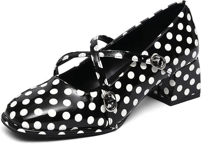 NEW $50 (7.5) Women's Retro Mary Janes Chunky Heel