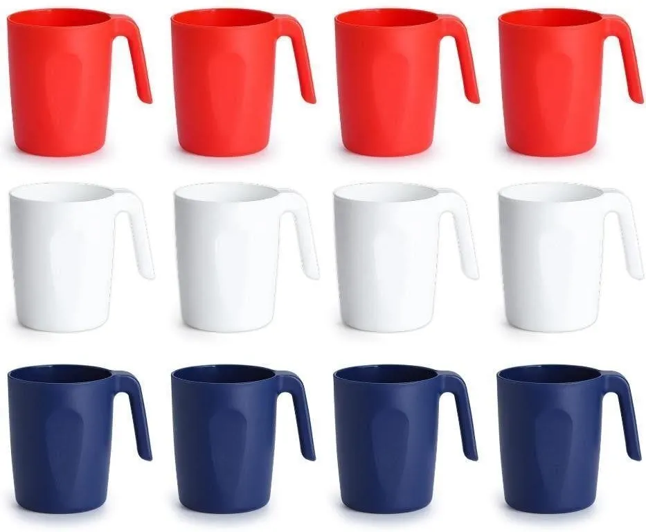 NEW 12PK Unbreakable Plastic Mug Set