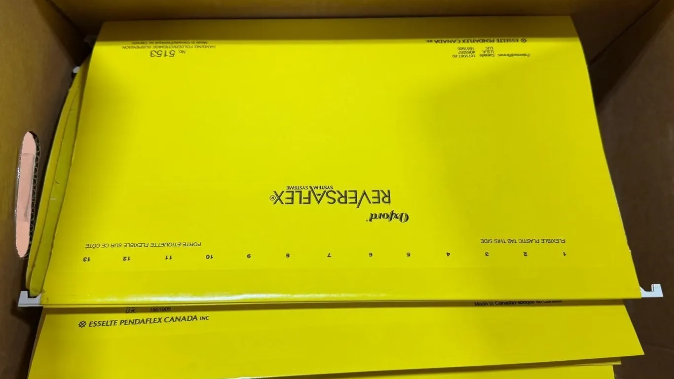 Legal Hanging Folders, Yellow