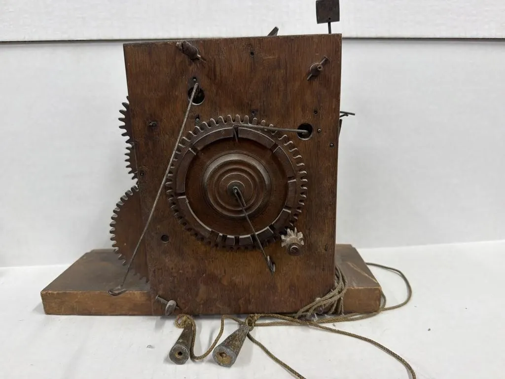 Antique 19th Century Wooden Clock Movement,