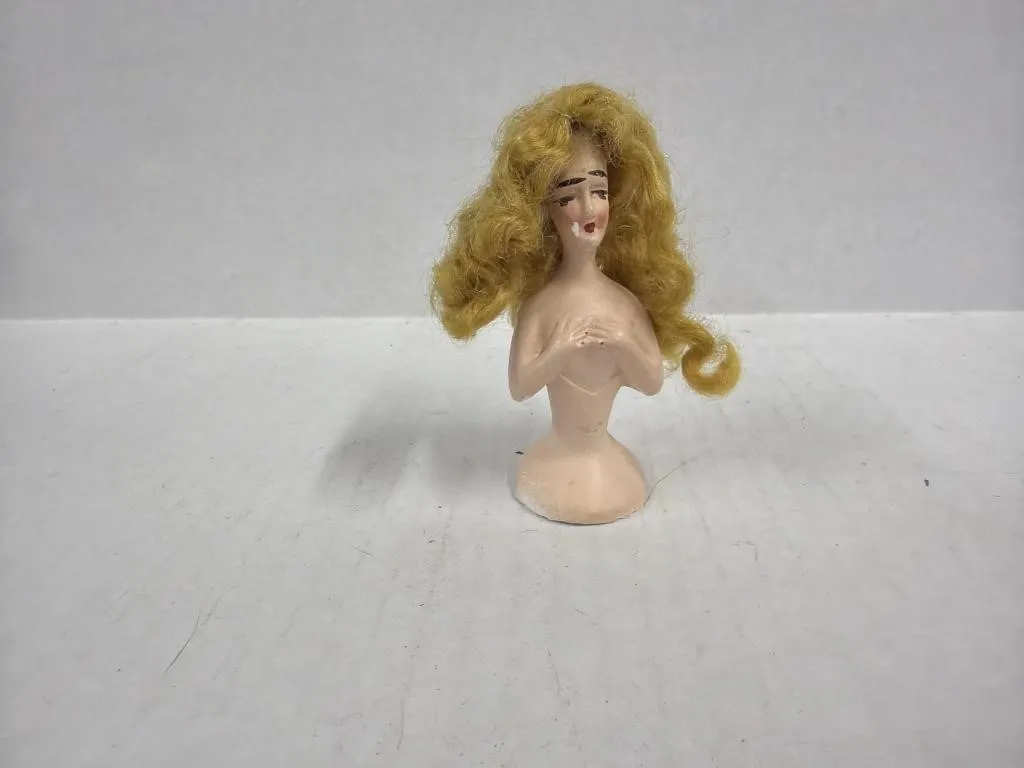 Chalkware Boudoir Half Doll Blond Wig. 3 � Tall
