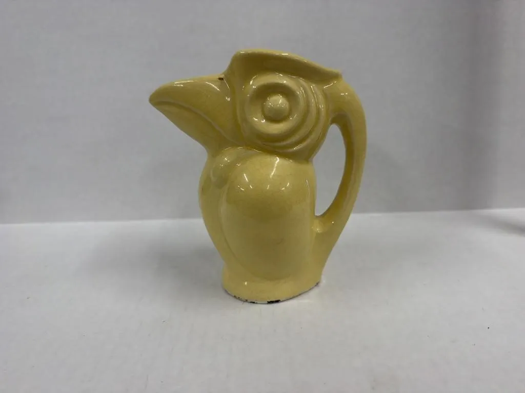 Vintage Mid Century Yellow Toucan Pitcher 6" Tall