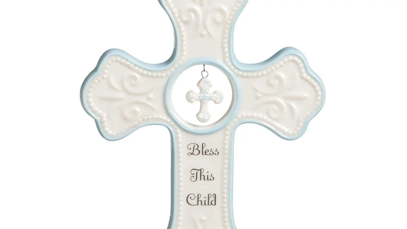 DEMDACO 7 Bless This Child Wall Cross Pink