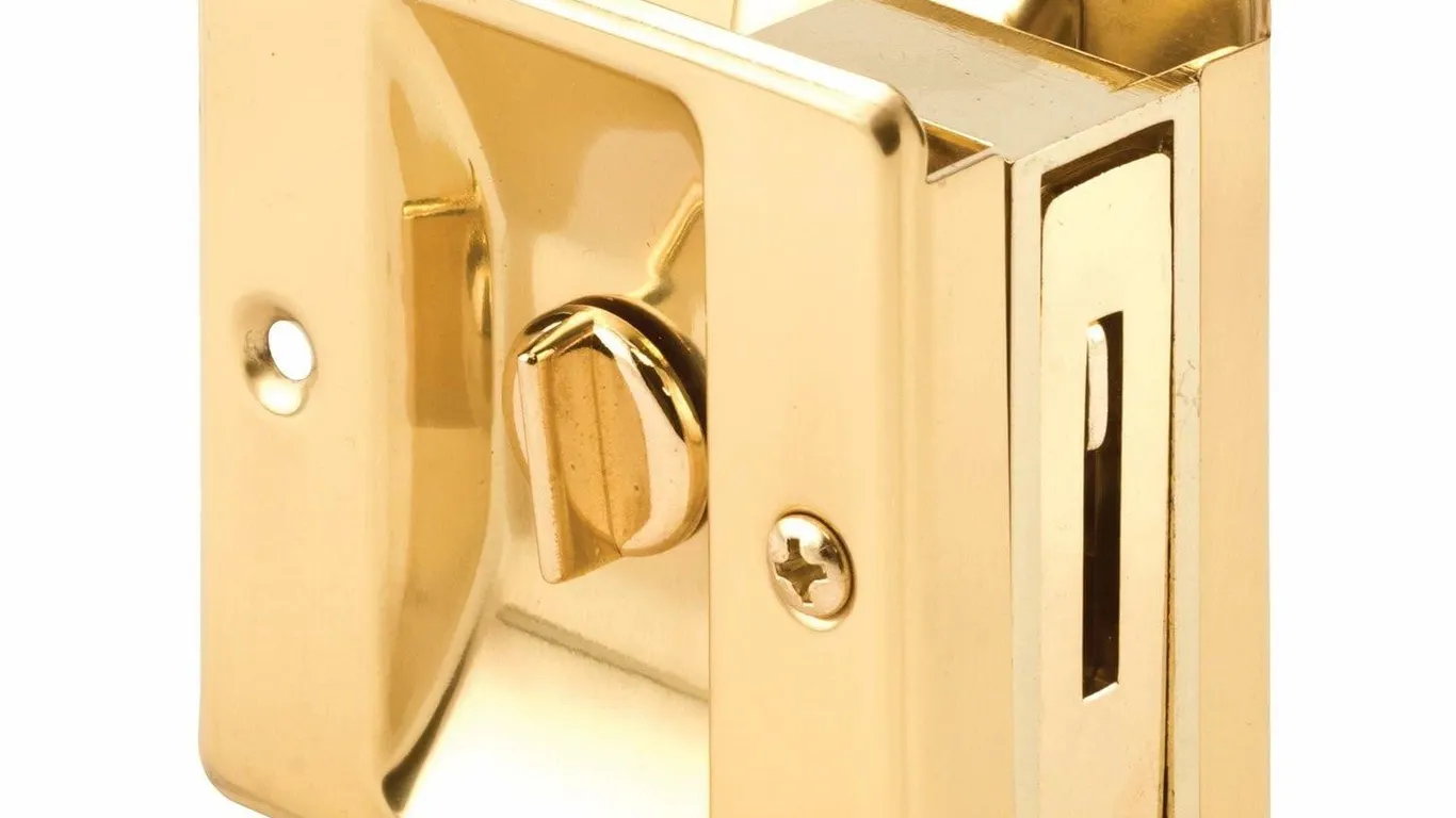 Prime-Line N 6771 Pocket Door Privacy Lock Brass