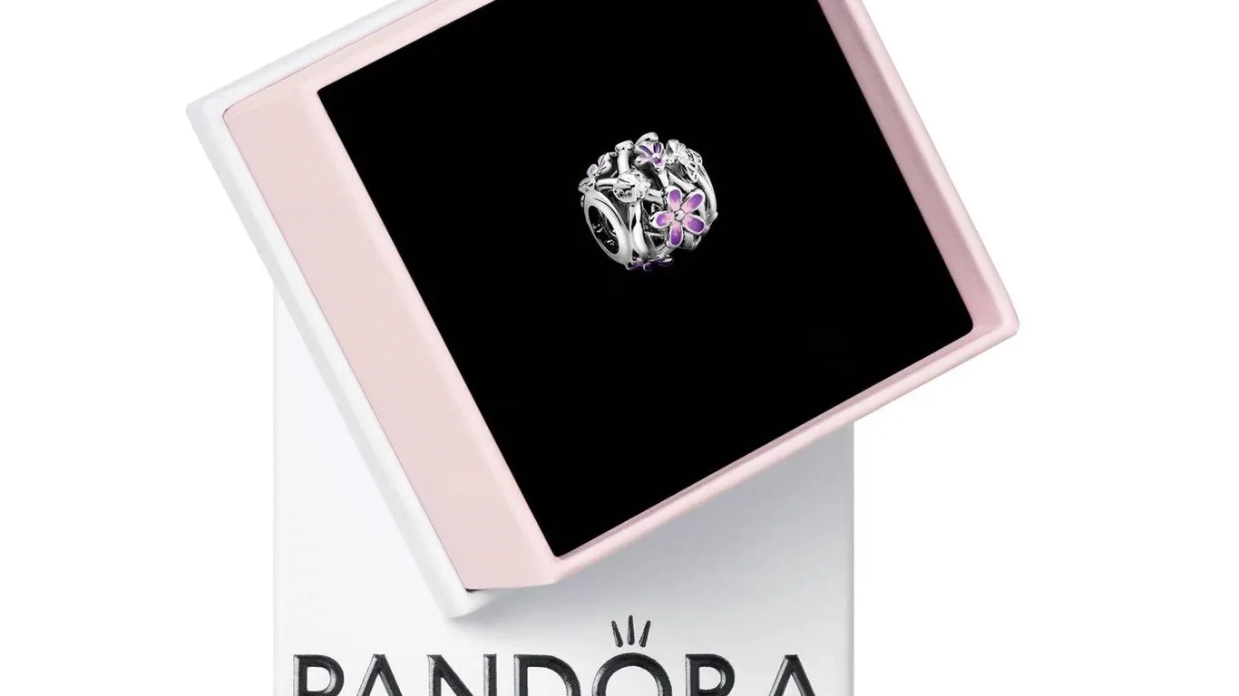 Pandora Openwork Purple Daisy Charm Bead