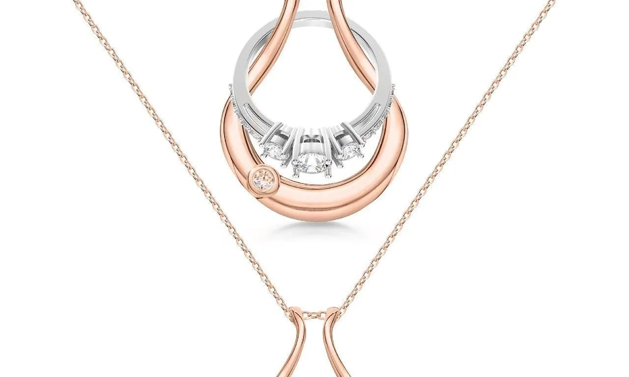 Emily C Rose Gold Ring Holder Pendant Necklace