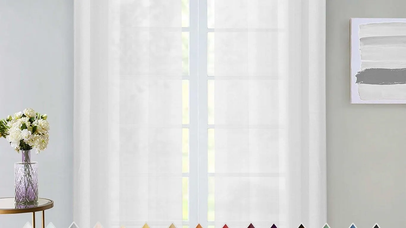 Dainty Home Sheer Linen Curtains 110x84 Pair