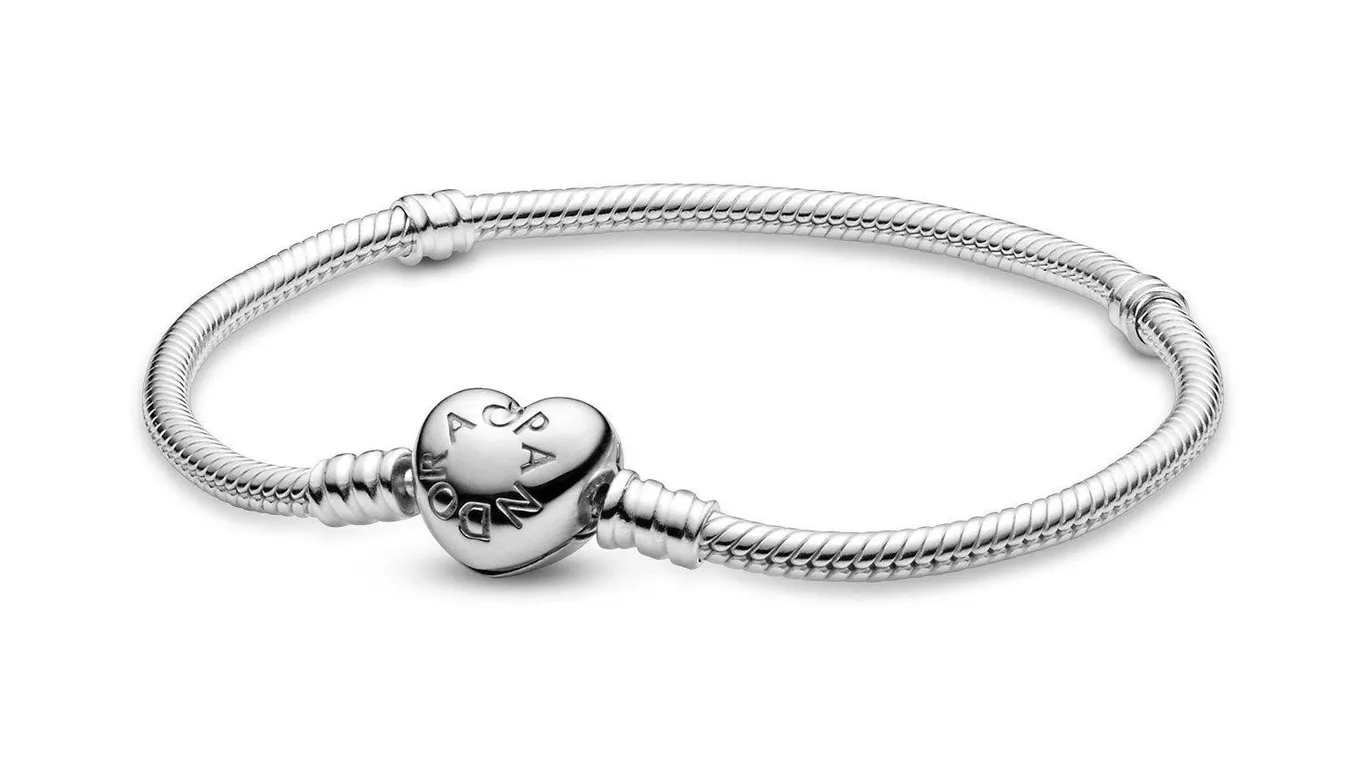 Pandora Heart Clasp Snake Chain Bracelet 6.7 Inch