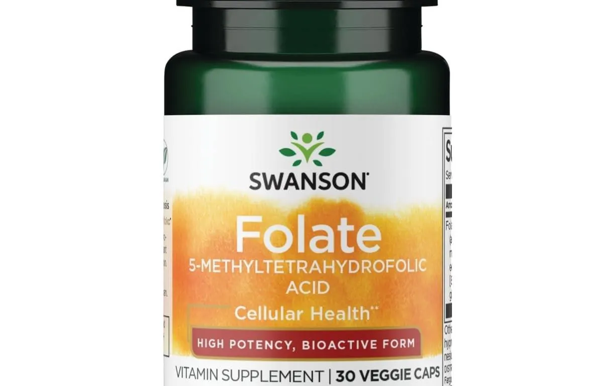 Swanson Folate 800mcg 5-MTHF 30 Veg Capsules