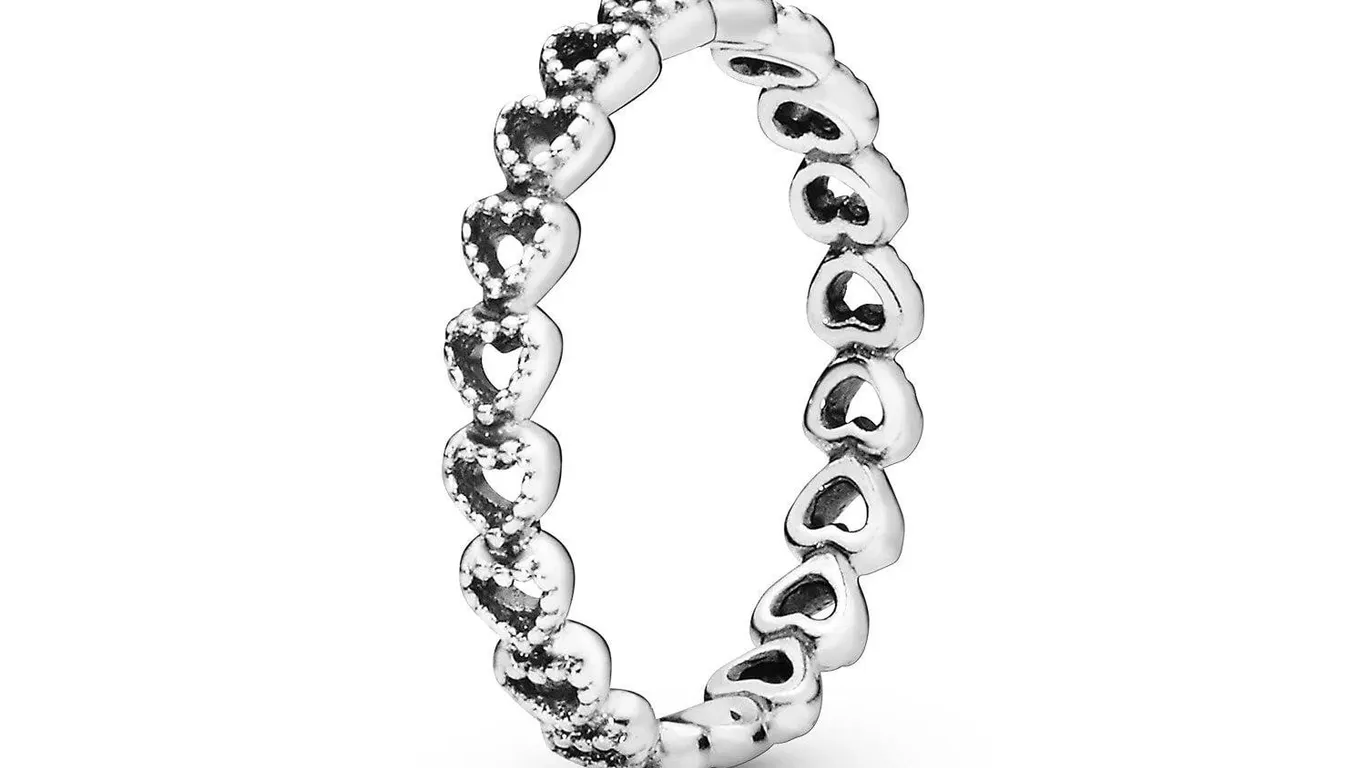Pandora Band Of Hearts Sterling Silver Ring...