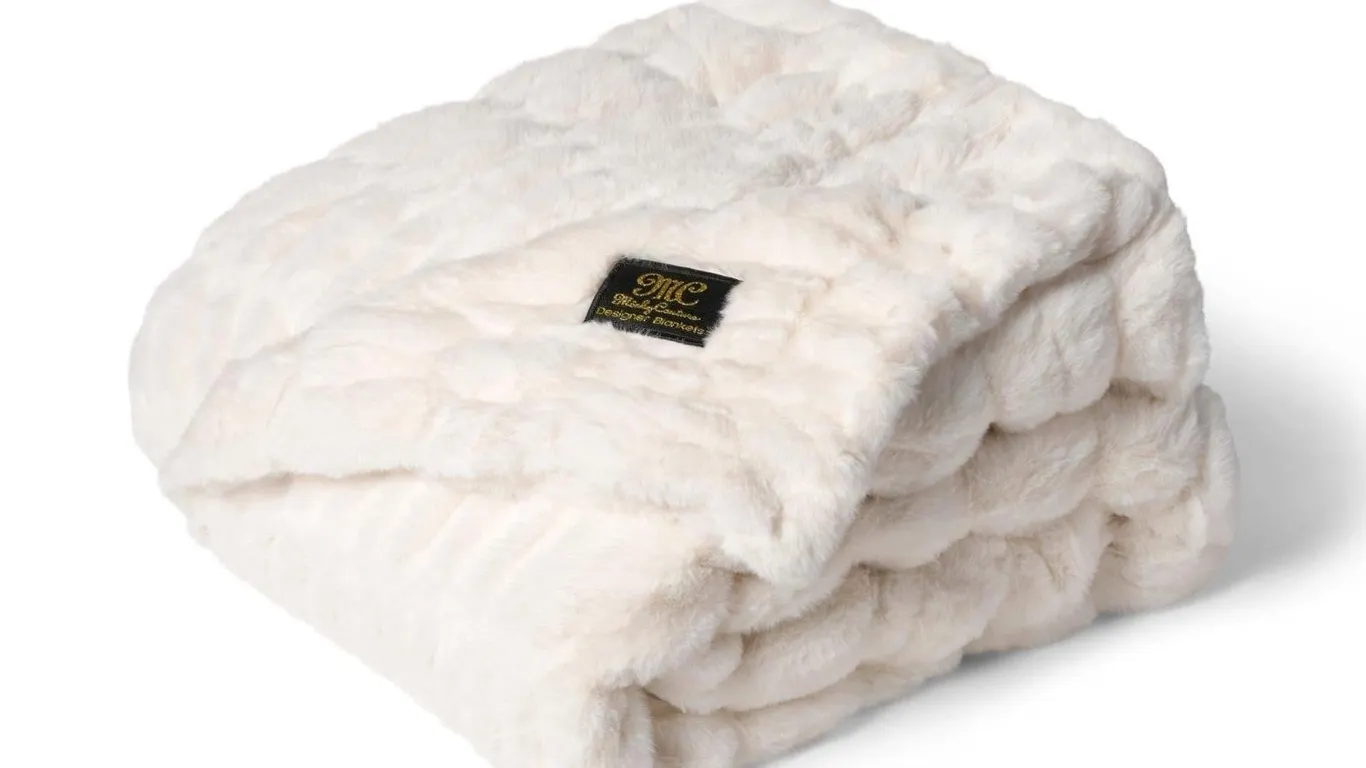 Minky Couture Hugs Throw Blanket Cream Travel