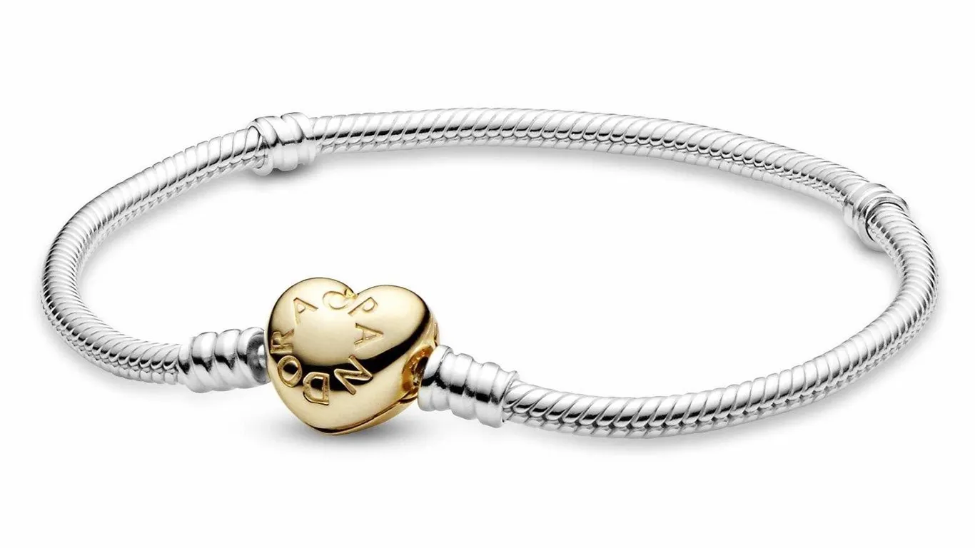 Pandora Heart Clasp Snake Chain Bracelet 8.3 In