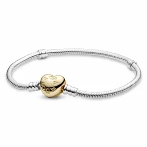 Pandora Heart Clasp Snake Chain Bracelet 8.3 In