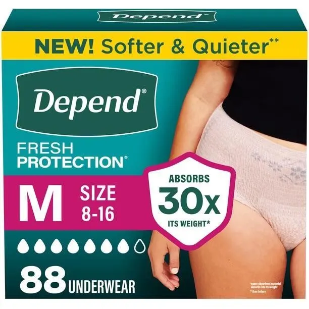 Depend Fresh Protection Underwear Medium 88ct