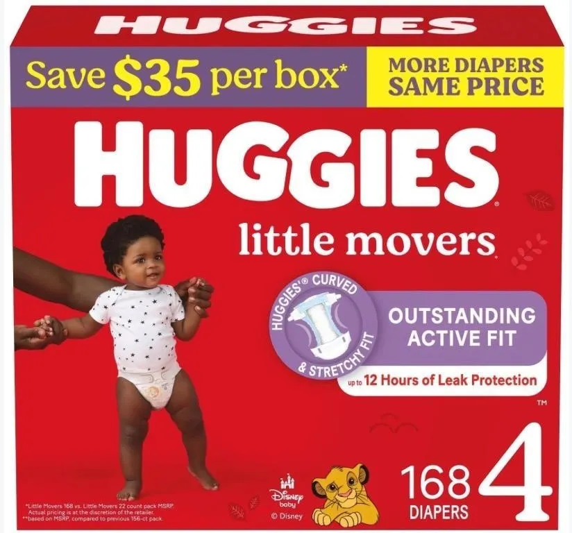 Huggies Little Movers Diapers Size 4 168ct